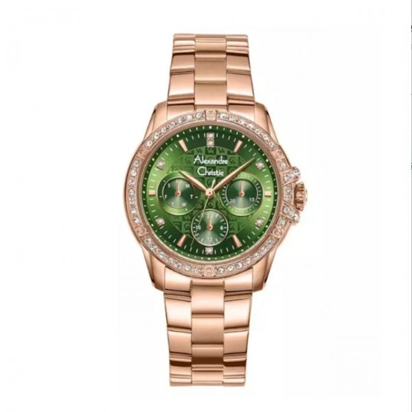 Alexandre Christie AC 2C26 Rosegold Green Steel BFFRGGN Alexandre Christie AC 2C26 Rosegold Green Steel BFFRGGN